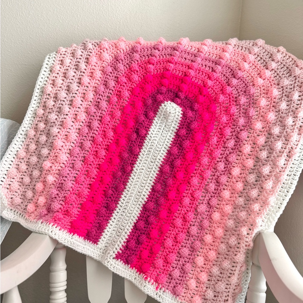 Pink Ombre Crochet Kids Blanket